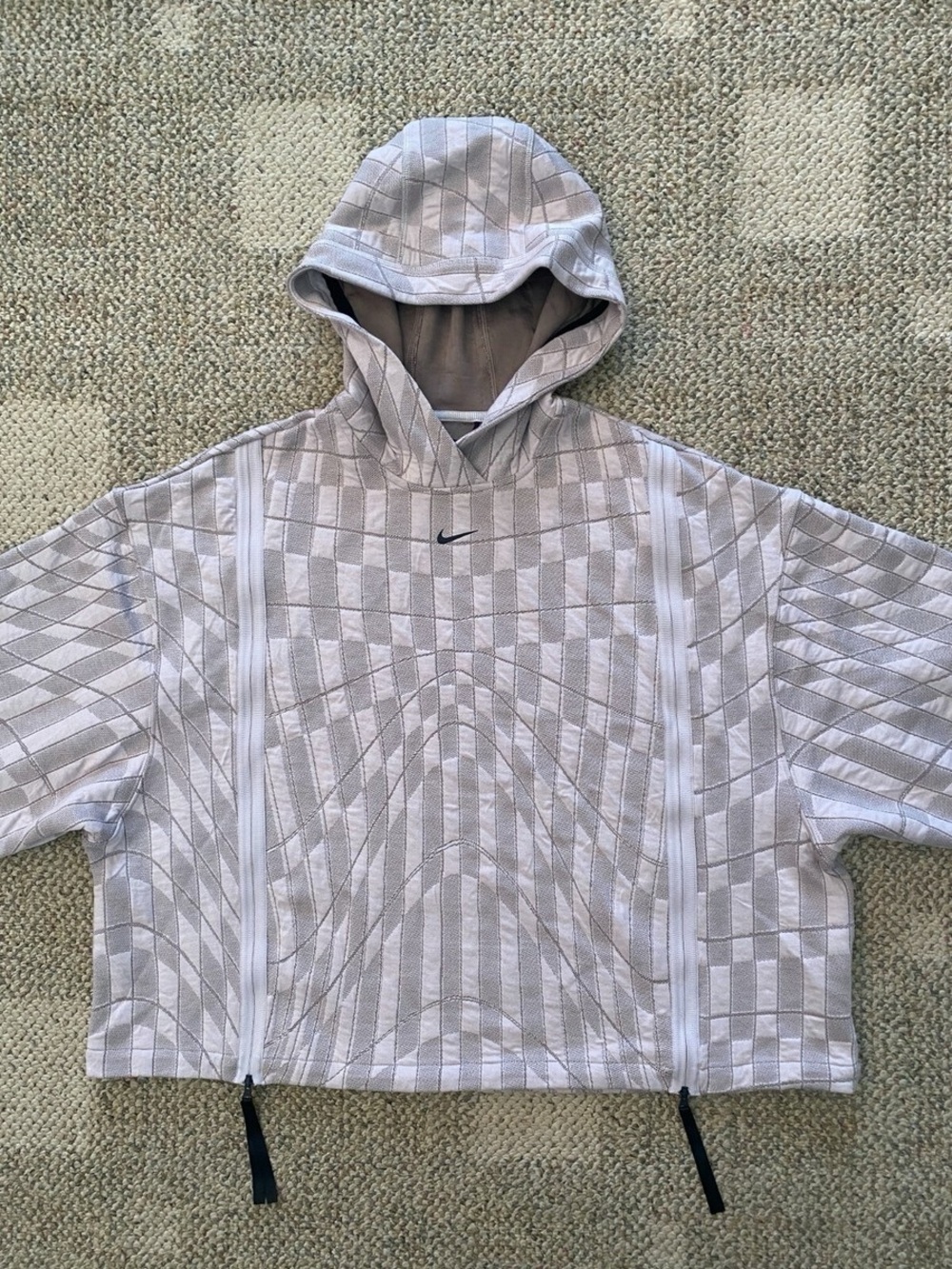Nike Light Gray Checkered Hooded Bomber Jacket